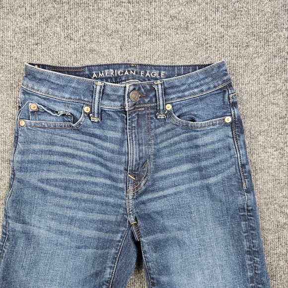 American Eagle Original Straight Jeans Mens 26x30(29) AIRFLEX+ Dark Wash Stretch - Picture 10 of 11